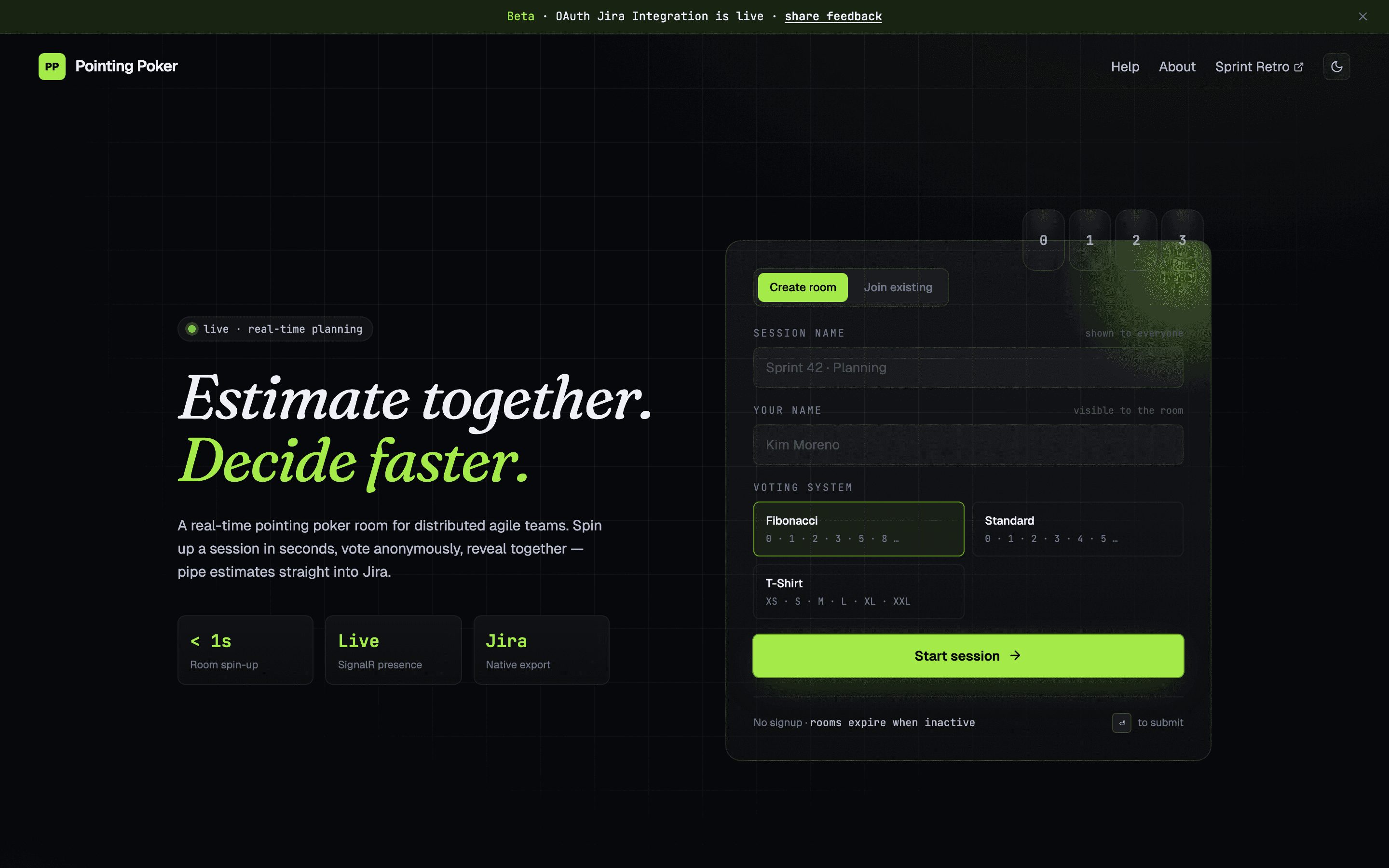 Pointing Poker screenshot